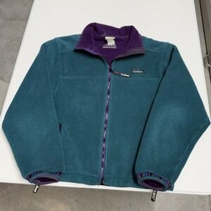 LL Bean Polartec Windbloc Fleece Jacket womans M Teal Purple Vintage Full Zip